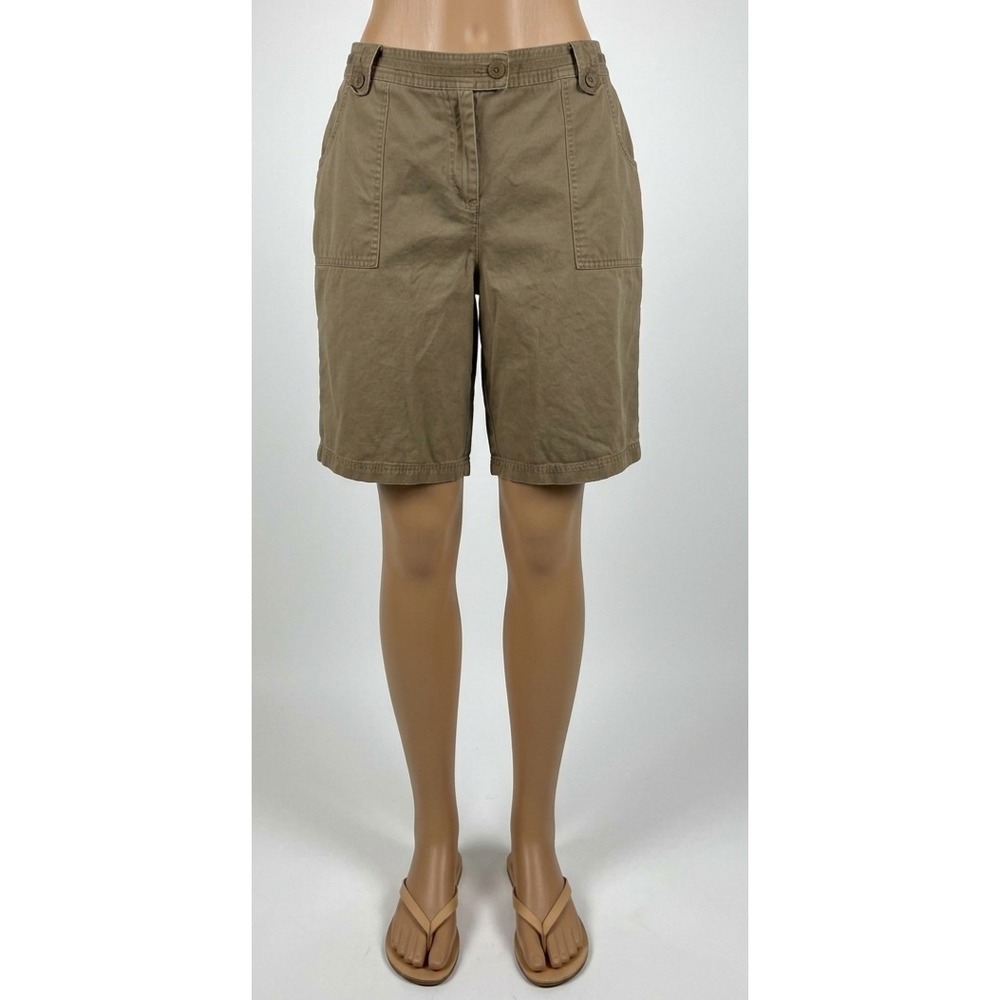 Basic Editions Brown Utility Cargo Shorts Womens 14 Cotton Casual Walking Long